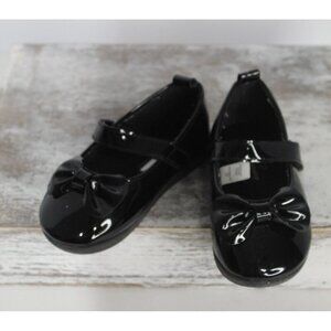 Koala Baby Mary Jane Black Patented Soft Shoes with Bow Size 6 Hook & Loop